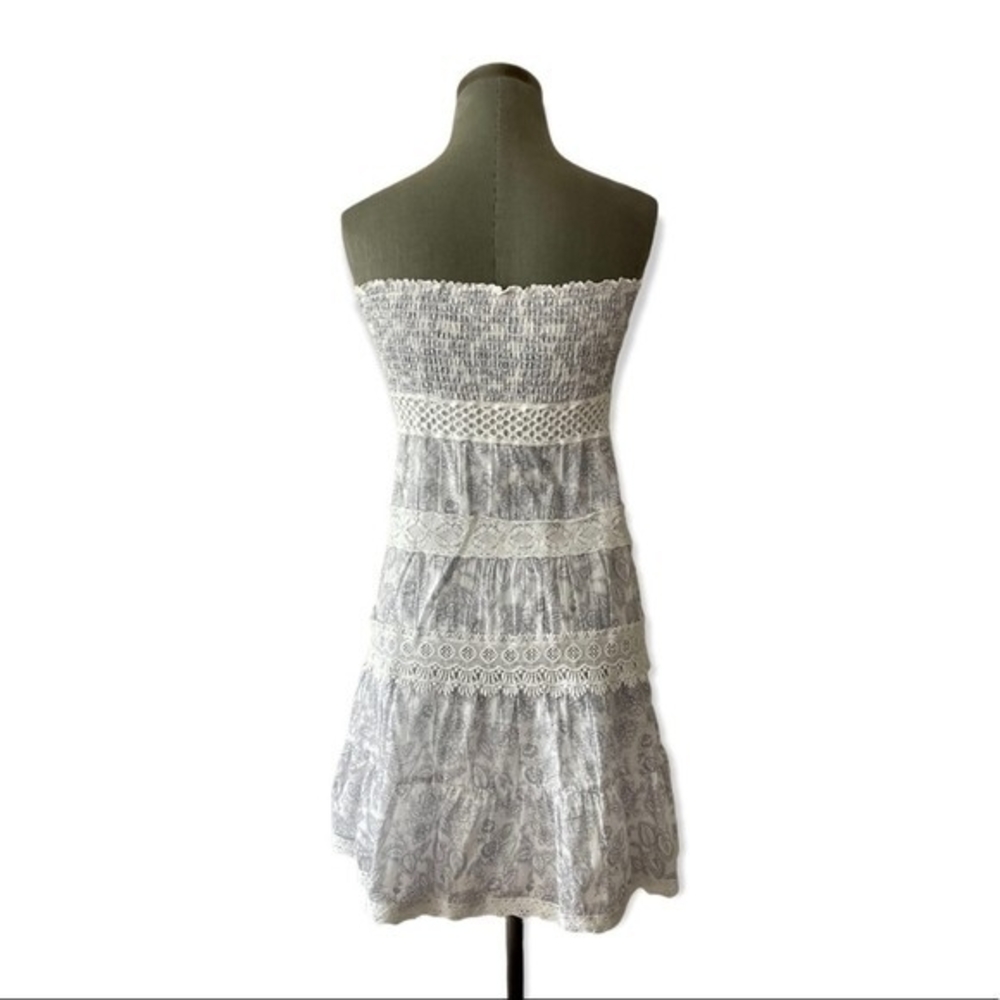 Victorias Secret Strapless White Floral Lace Mini Dress Cotton Fit Flare XS - Picture 7 of 11